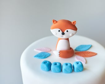 Woodland Fox Fondant Cake Topper, 3D Edible Birthday Cake Topper, Fox Birthday or Baby Shower Cake Topper, Block Letters, Personalized