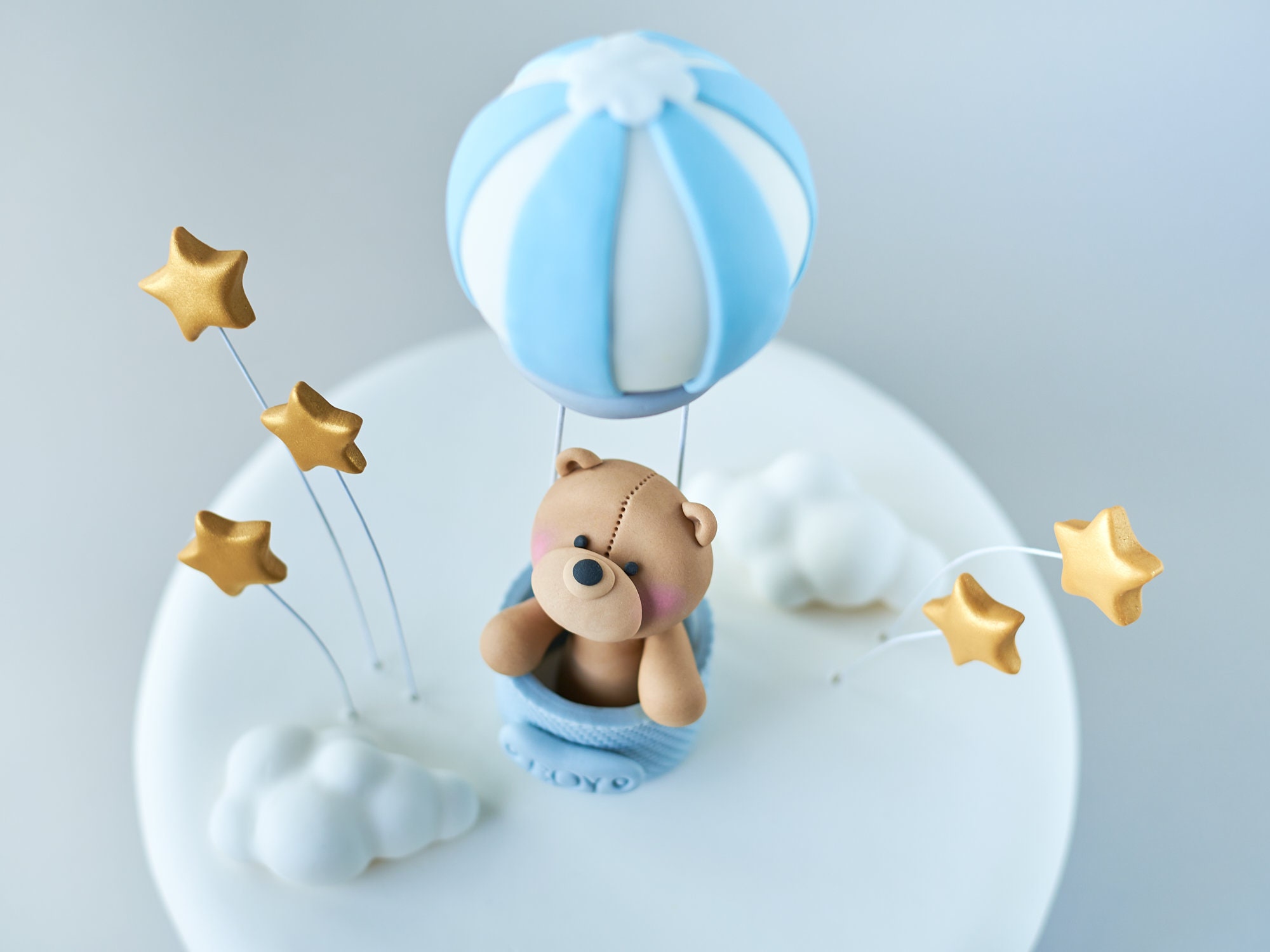 Cute Fondant Teddy Bear in a Hot Air Balloon Cake Topper Name - Etsy