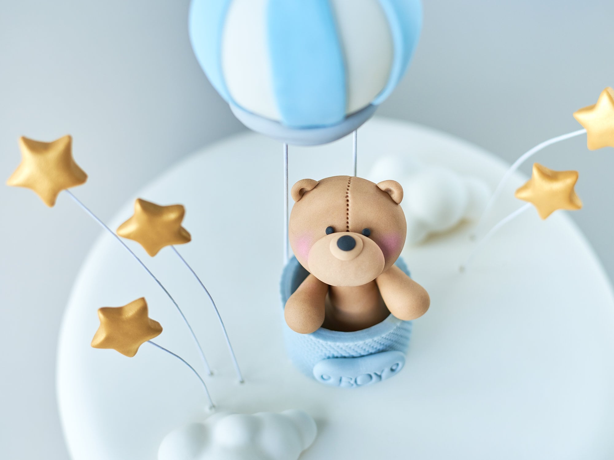Cute Fondant Teddy Bear in a Hot Air Balloon Cake Topper Name - Etsy
