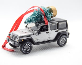 WHITE Personalized Christmas Tree Ornament Jeep 4X4