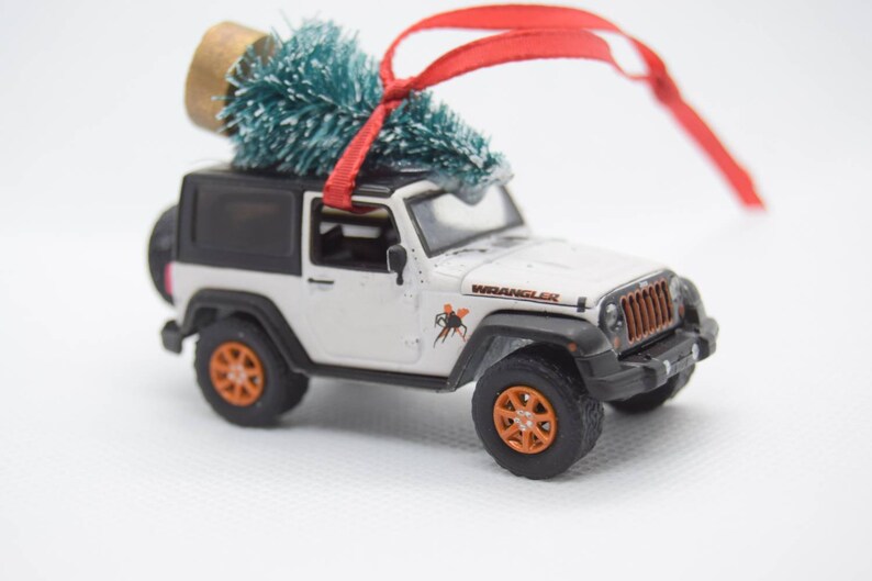 White Jeep Christmas Ornament 