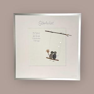 Quadro su pietra scritto a mano - nozze d'argento - 25 anni - CORNICE IN ARGENTO 32 x 32 cm - personalizzato - regalo - nozze d'oro - sposi -