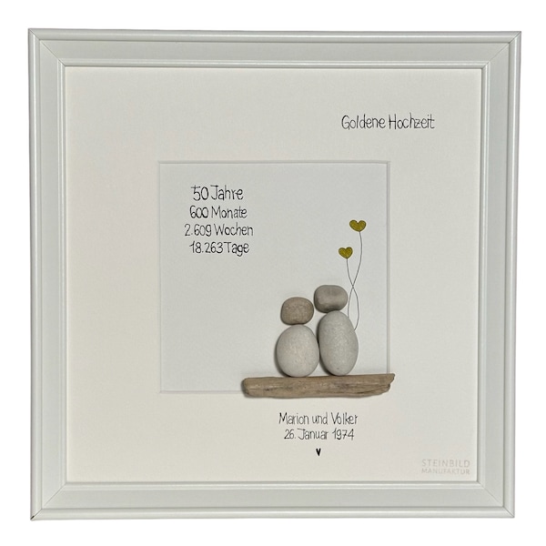 Steinbild handgeschrieben - Goldene Hochzeit - 50 Jahre - personalisiert - Geschenk - Silberhochzeit - Diamantene Hochzeit - Hochzeitspaar