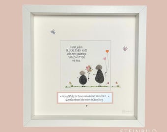 Imagen de piedra manuscrita - niñera - PERSONALIZADA - familia de guardería - centro de cuidado infantil - familia de acogida - educador - flores - regalo