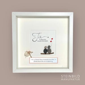 Stone picture handwritten - Yes - Flowers - PERSONALIZED - Wedding - Gift - Silver Wedding - Married couple - Registry office - Love - Marriage - Heart