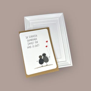 Kieselkärtchen handgeschrieben - Hochzeit - Liebe - incl. Rahmen 13x18 cm in weiß - Karte mit Einleger und Umschlag - Sticker - Geschenk -