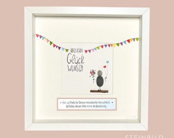 Stone picture handwritten - Congratulations - PERSONALIZED - Friends - Birthday - Happy Birthday - Party - Gift - Exam -