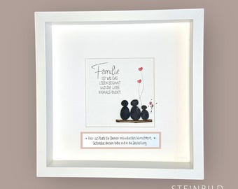 Handwritten stone picture - Family is where life ... - PERSONALIZED - Love - Parents - Children - Birthday - Moving in - Wedding - Heart