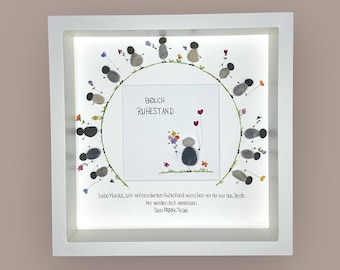 Handwritten stone picture - Finally retired - personalized - gift - friendship - unique - girlfriend - colleague