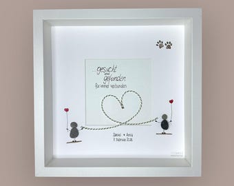 Handwritten stone picture - Sought and found - forever connected - personalized - paw prints - wedding - love - gift - registry office