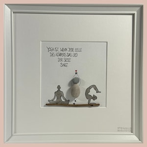 Steenbeeld handgeschreven - yoga - ontspanning - lichaam - geest - vriendschap - hart - cadeau - kiezelstenen -