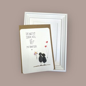 Kieselkärtchen handgeschrieben - Freundschaft - incl. Rahmen 13x18 cm in weiß - Karte mit Einleger und Umschlag - Sticker - Geschenk -