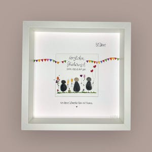 Cuadro de piedra hecho a mano - Felicitaciones - Feliz cumpleaños - Cumpleaños - Fiesta - Flores - Copa de champán - Aniversario - Regalo de cumpleaños