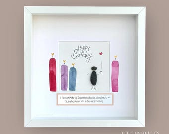 Stone picture handwritten - Happy Birthday - personalized - Congratulations - Birthday child - Colleague - Friends - Gift - Heart