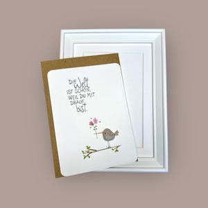 Kieselkärtchen handgeschrieben - Freundschaft - incl. Rahmen 13x18 cm in weiß - Karte mit Einleger und Umschlag - Sticker - Geschenk -