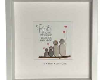 Steinbild handgeschrieben  - Familie ist wo das Leben ... - personalisiert - Liebe - Eltern - Kinder - Geburtstag - Einzug - Hochzeit -