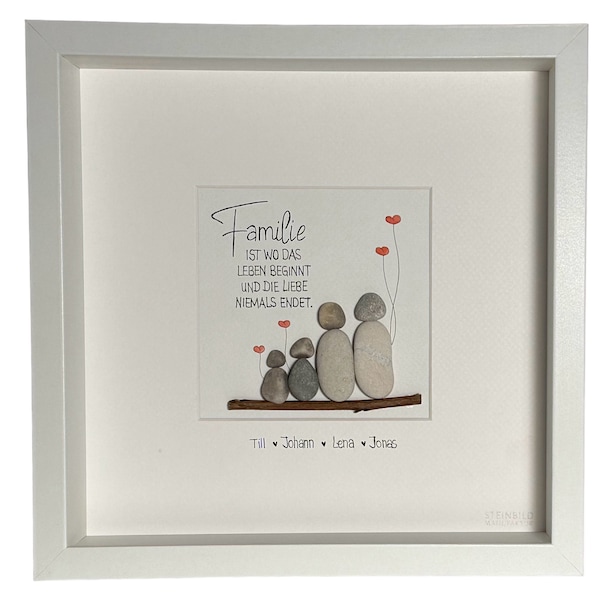 Handwritten stone picture - Family is where life is... - personalized - love - parents - children - birthday - moving in - wedding -