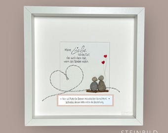 Cuadro de piedra - El amor verdadero es la cuerda... - personalizado - corazones - amor - boda - amistad - persona sincera - persona favorita