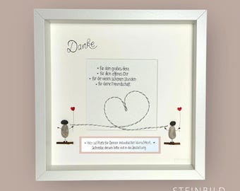 Stone picture handwritten - Thank you for your friendship - personalized - heart in the middle - friendship - gift - birthday - love -