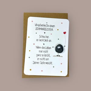 Kieselkärtchen handgeschrieben - Schmunzelstein - incl. Rahmen 13x18 cm in weiß - Karte mit Einleger und Umschlag - Sticker - Geschenk -