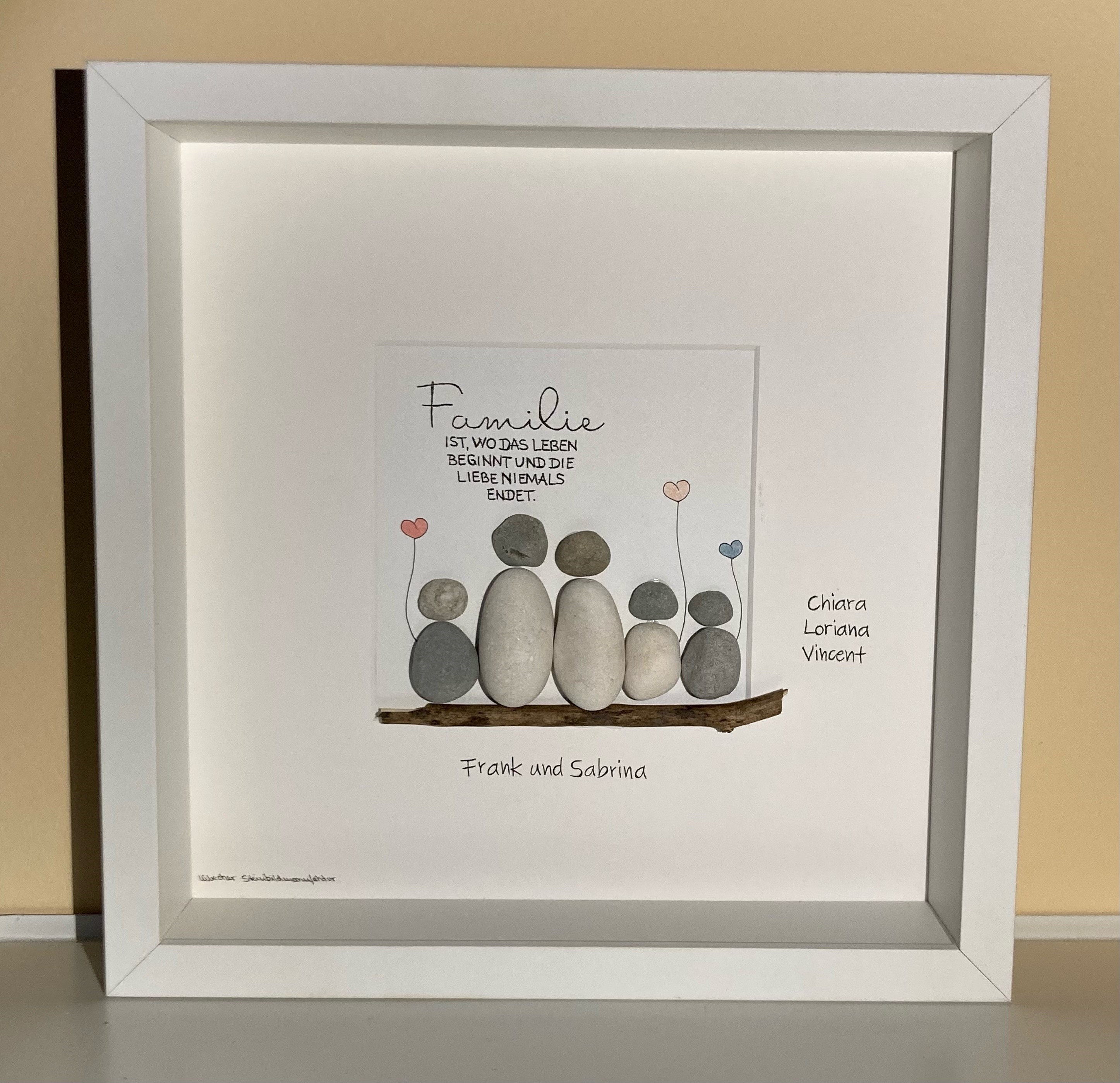 Steinbild Familie 3 Kinder Etsy