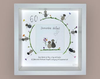 Handgeschreven steenafbeelding - Diamanten bruiloft - Zilveren bruiloft - Gouden bruiloft - gepersonaliseerd - bruiloft - cadeau - jubileum