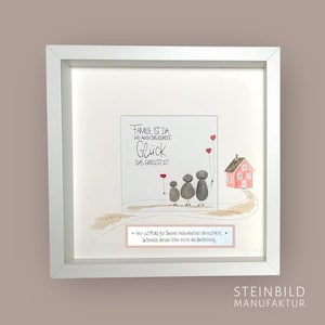 Handgeschreven stenen afbeelding - Familie is waar zelfs het kleinste geluk het grootst is - GEPERSONALISEERD - Cadeau - Bruiloft - Verhuizen -