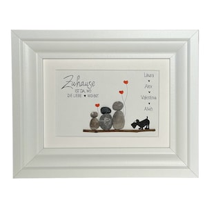 Stenen foto handgeschreven - HOME is hier... - gepersonaliseerd - familie - koppel - liefde - appartement - kennismaking - hart - bruiloft - hond