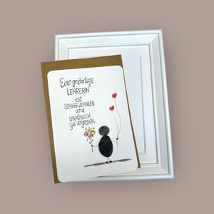 Biglietto di auguri con ciottoli scritto a mano - Un grande .. - incl. cornice 13 x 18 cm in bianco - Biglietto con inserto e busta - Adesivo - Regalo -