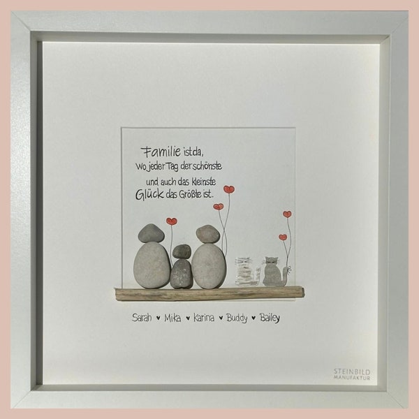 Stone picture handwritten - Family is where every day... - Dog - Cat - Parents - Children - Gift - Wedding - personalized