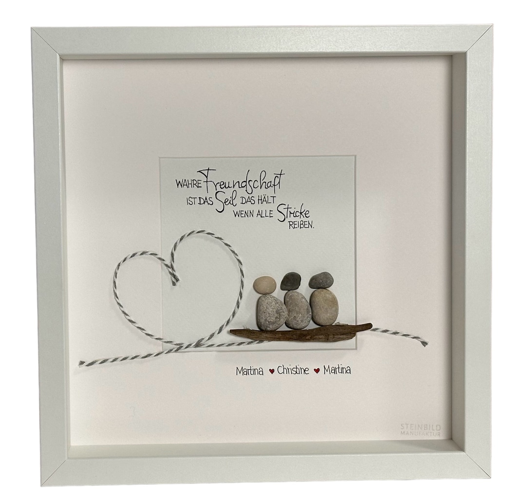 Steinbild handgeschrieben Wahre Freundschaft ist das Seil