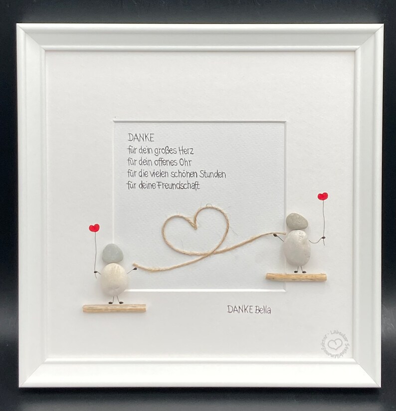 Steinbild Danke ... Herz mittig - Etsy.de