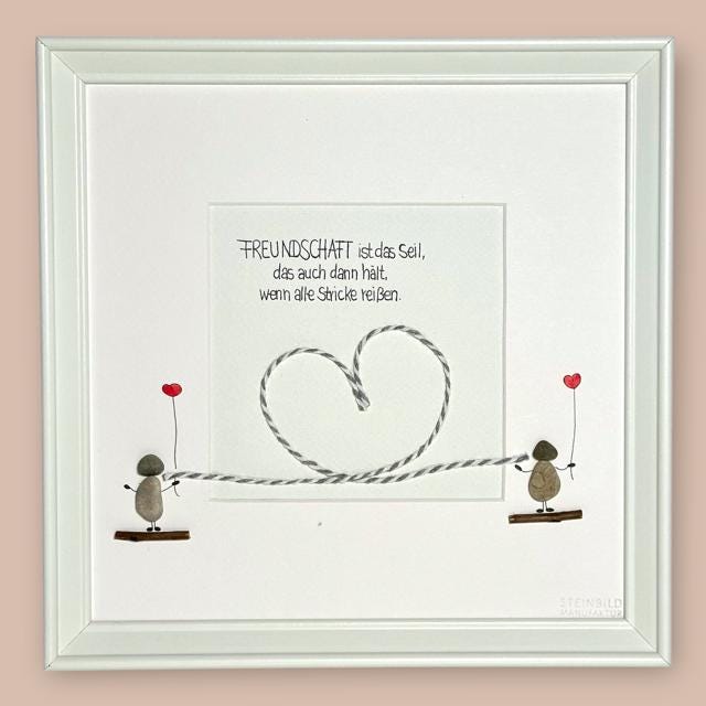 Stone picture handwritten - Friendship is the rope ... - personalized - friends - colleague - gift - girlfriend - girlfriends -