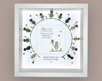 Cuadro en piedra escrito a mano - El trabajo es como un atraco a un banco - PERSONALIZADO - Jefe - Despedida - Compañero - Gracias - Regalo