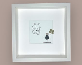 Stone picture handwritten - Congratulations - Clover - PERSONALIZED - Friends - Birthday - Happy Birthday - Exam - Gift -