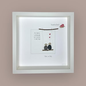 Stone picture - rose wedding - 10 years - personalized - hearts - wedding - couple - anniversary - silver wedding - golden wedding - forever