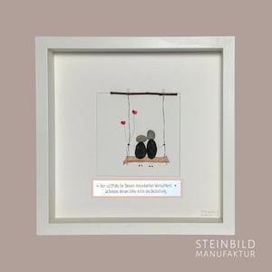 Stone picture handwritten - 2 stone figures on a swing - personalized - gift - birthday - partnership - friendship - watercolor