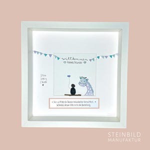 Handwritten stone picture - Welcome little miracle - PERSONALIZED - Giraffe - blue - boy - girl - birth - gift - birth - pink