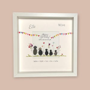 Steinbild handgeschrieben - Happy Birthday - schön, dass es Dich gibt - Name - personalisiert - Glückwunsch - Girlande - Geschenk - Familie