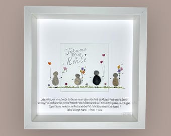 Imagen de piedra manuscrita - Los sueños nunca se jubilan - personalizado - pensión - despedida - colega - gracias - jubilación