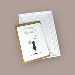 Kieselkärtchen handgeschrieben - Herzlichen Glückwunsch - incl. Rahmen 13x18cm in weiß - Karte mit Einleger - Umschlag - Sticker - Geschenk
