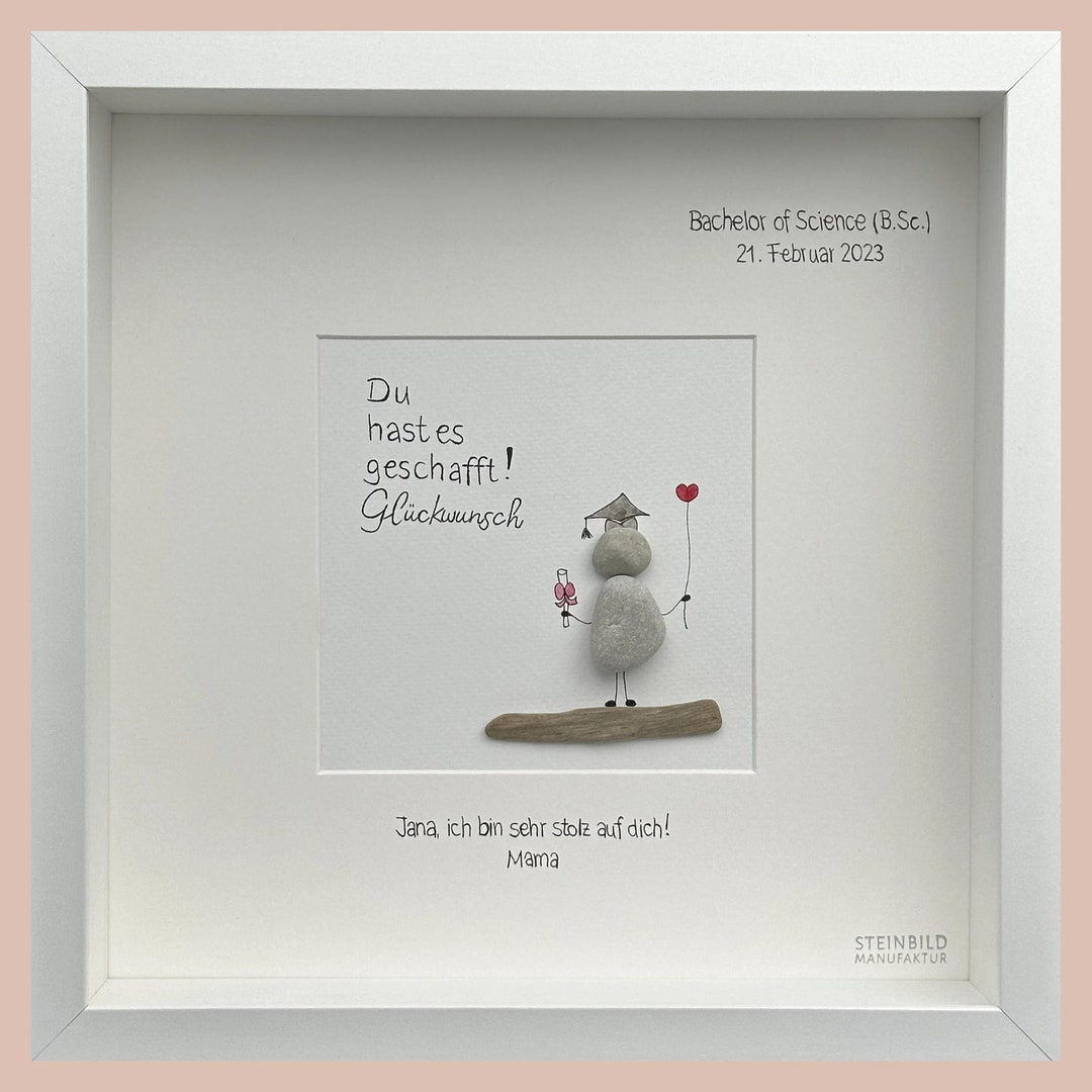 Steinbild Prüfung bestanden Bachelor Master Schulabschluss Abitur Du hast es geschafft