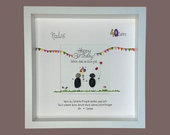 Handmade stone picture - Happy Birthday with number and name - PERSONALIZED - Congratulations - Birthday - Gift - Friendship