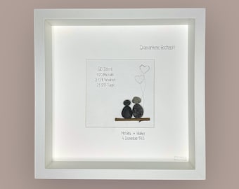 Handgeschreven stenen beeld - Diamanten Bruiloft - 60 jaar - Gouden Bruiloft - Zilveren Bruiloft - Trouwen - Liefde - Jubileum - Huwelijk - Koppel