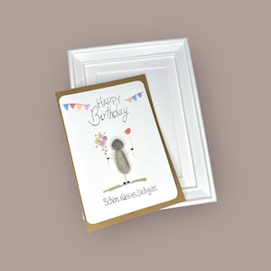 Biglietto di auguri Pebble scritto a mano - Compleanno - incl. cornice 13 x 18 cm in bianco - biglietto con inserto - busta - adesivo - regalo