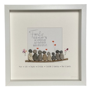 Stenen foto handgeschreven - Familie is waar elke dag... - gepersonaliseerd - kinderen - kleinkinderen - kat - hond - uitgebreide familie - tante -