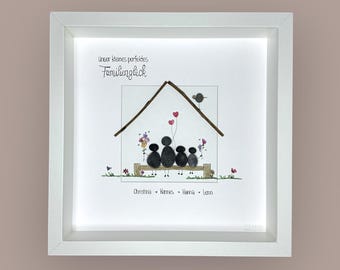 Handwritten stone picture - HOME is where it is... Family happiness - personalized - family - couple - love - home - meeting - wedding