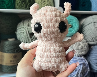Handmade Baby Pink Crochet Alien Plushie - 5.5" Extraterrestrial Stuffie