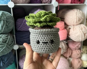 Handcrafted Crochet Succulent in Gray Pot: Eco-Friendly Home Decor