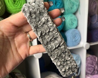Crochet Velvet Wristlet Keychain: Handmade Frosty Green Accessory
